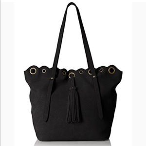 T-shirt & Jeans Black Faux Suede Tassel Satchel Shoulder Bag
